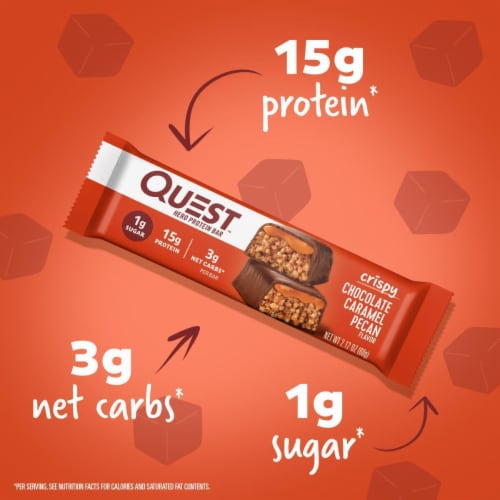 Quest Chocolate Caramel Pecan Hero Protein Bars Perspective: right