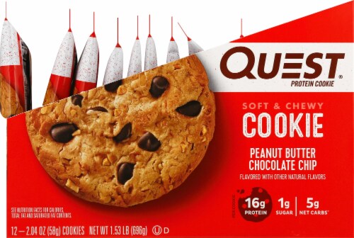 Quest Peanut Butter Chocolate Chip Protein Cookies Perspective: right