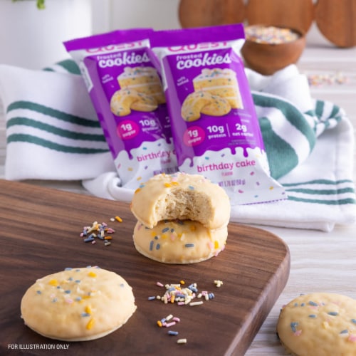 Quest Frosted Birthday Cake Flavored Protein Cookies Perspective: right