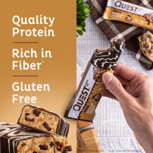 Quest Dipped Chocolate Chip Cookie Dough Protein Bars Perspective: right