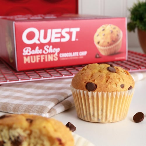 Quest Bake Shop Chocolate Chip Protein Muffins Perspective: right