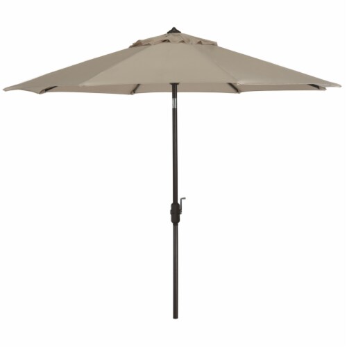 SAFAVIEH Outdoor Collection Ortega 9-Foot Tilt Crank Umbrella Beige Perspective: right