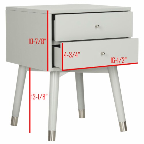 SAFAVIEH Lyla Mid-Century Retro Silver Cap Nightstand Grey / Silver Perspective: right