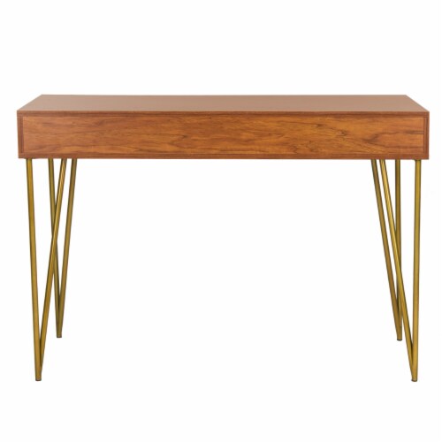 SAFAVIEH Pine 2-Drawer Desk Natural Perspective: right