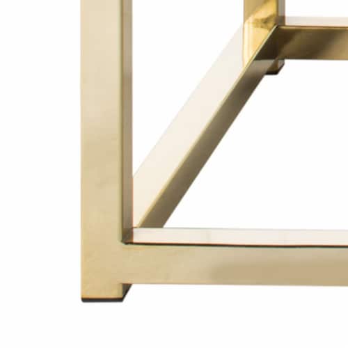 SAFAVIEH Reynolds Velvet Bench Navy / Brass Perspective: right