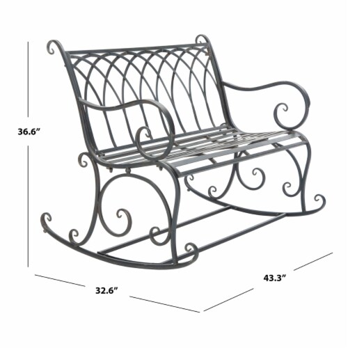 SAFAVIEH Outdoor Collection Ressi Rock Bench Black Rust Perspective: right