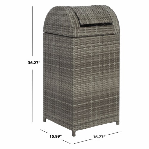SAFAVIEH Outdoor Collection Serapis Trash Bin Grey Perspective: right