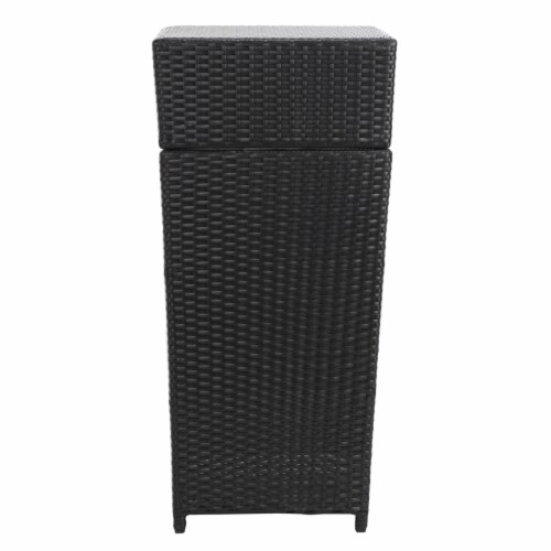 SAFAVIEH Outdoor Collection Mazeli Trash Bin Black Perspective: right