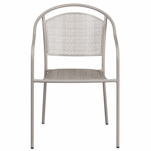 Flash Furniture Light Gray Indoor-Outdoor Steel Patio Arm Chair with Round Back [CO-3-SIL-GG] Perspective: right
