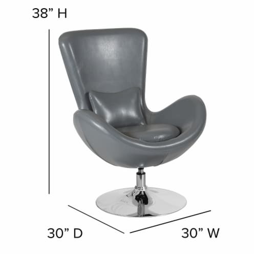 Flash Furniture Gray Leather Egg Series Reception-Lounge-Side Chair CH162430GYLEA Perspective: right