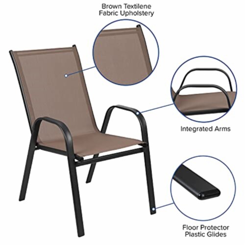 5 Piece Outdoor Patio Dining Set 31.5 Patio Table, 4 Brown Stack
