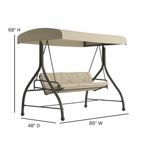 Flash Furniture Outdoor Steel Patio Swing Tan (TLH007TAN) Perspective: right