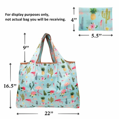 Wrapables Large Nylon Reusable Shopping Bag, Feathers Perspective: right