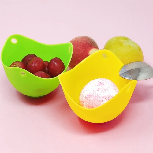 Silicone Non-stick Egg Poachers, Poached Egg Cups for Steaming Microwaving Boiling Perspective: right