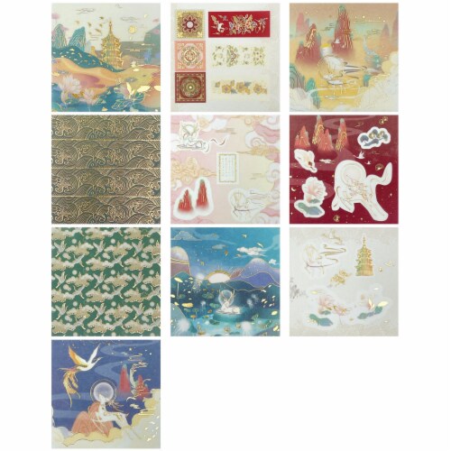 Wrapables Decorative Gold Foil Washi Tape and Sticker Set (10 Rolls & 10 Sheets), Burgundy Perspective: right
