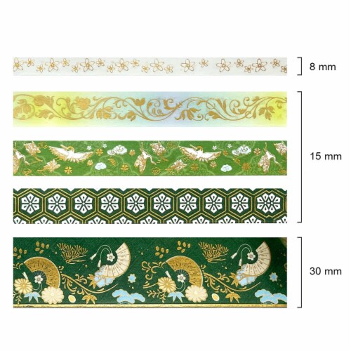 Wrapables Gold Foil Washi Tape in Gift Box Set (20 Rolls), Dancing Cranes Perspective: right