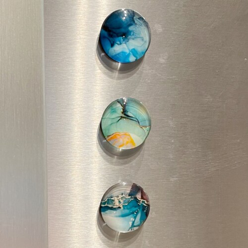 Wrapables Crystal Glass Magnets for Fridge, Whiteboards, Cabinets, (Set of 12), Marble Perspective: right