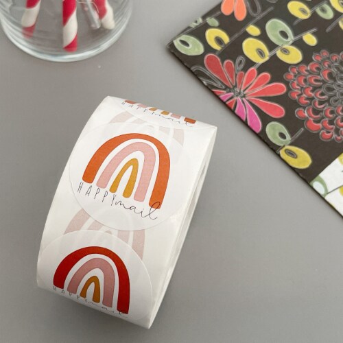 Wrapables 1.5  Happy Mail Small Business Thank You Stickers Roll for Packages (500pcs) Perspective: right