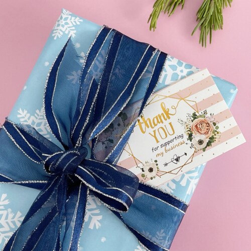 Wrapables 2.1  x 3.5  Thank You Cards for Small Business, Weddings, 120pcs, Floral Thank You Perspective: right