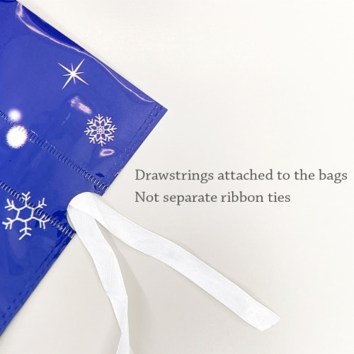 Wrapables Aluminum Foil Christmas Drawstring Gift Bags for Gift Wrap, Parties (Set of 6) Perspective: right