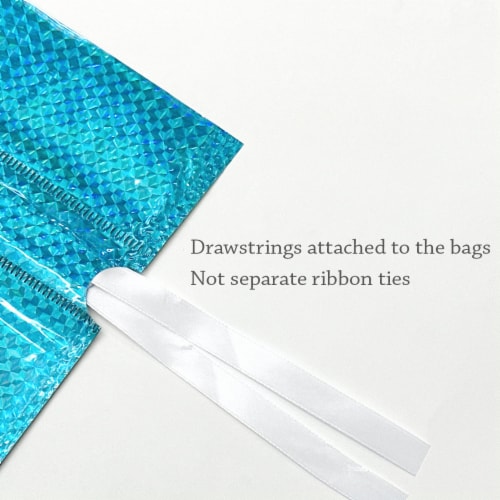 Wrapables Aluminum Foil Hologram Drawstring Gift Bags for Gift Wrap, Parties (Set of 10) Perspective: right