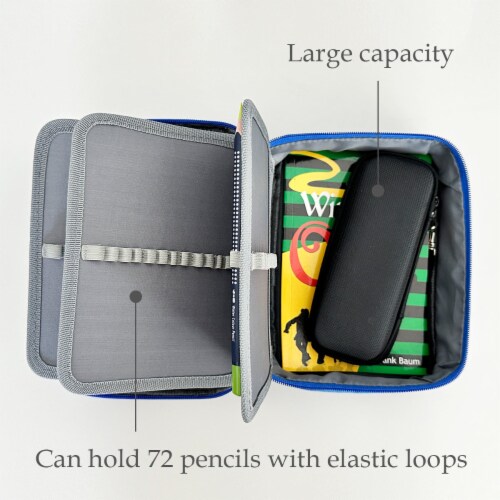 Wrapables Large Capacity Pencil Case, 3 Compartment Pencil Pouch for Stationery Pens Black