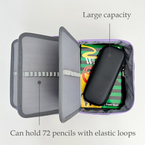 Wrapables Large Capacity Pencil Case, 3 Compartment Pencil Pouch for Stationery Pens Black