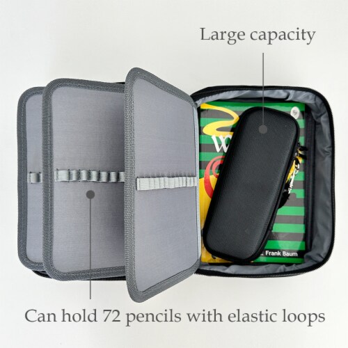 Wrapables Large Capacity Pencil Case, Portable Pencil Pouch for Stationery Office Supplies Green