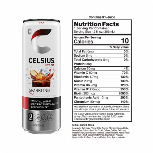 CELSIUS® Sparkling Cola Energy Drink Can Perspective: right