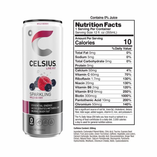 CELSIUS® Sparkling Wild Berry Energy Drink Can Perspective: right