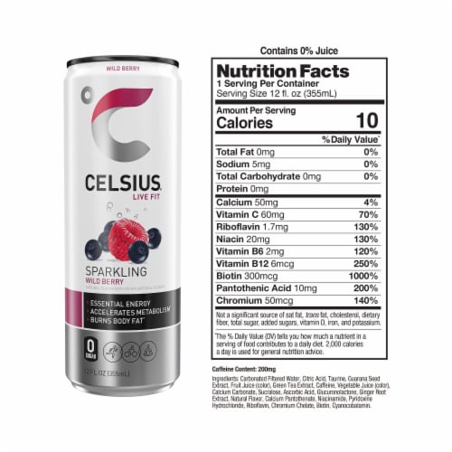 CELSIUS® Sparkling Wild Berry Energy Drink Multipack Cans Perspective: right