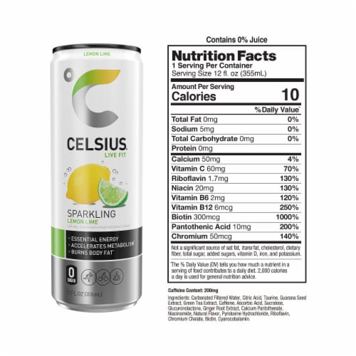 CELSIUS® Sparkling Lemon Lime Energy Drink Can Perspective: right