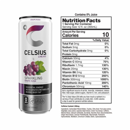 CELSIUS Sparkling Grape Rush Energy Drink Perspective: right