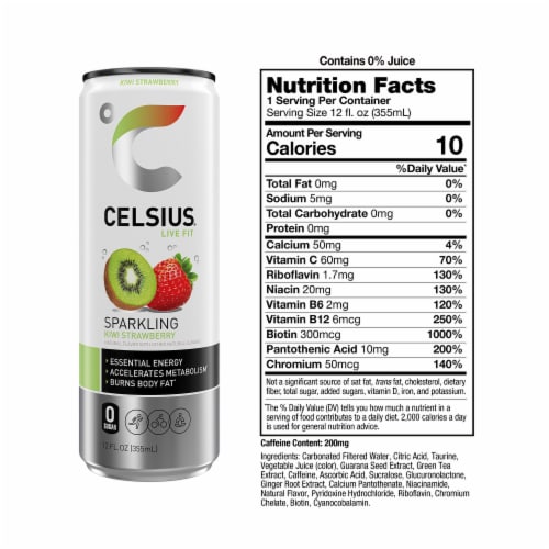 CELSIUS® Sparkling Kiwi Strawberry Energy Drink Can Perspective: right