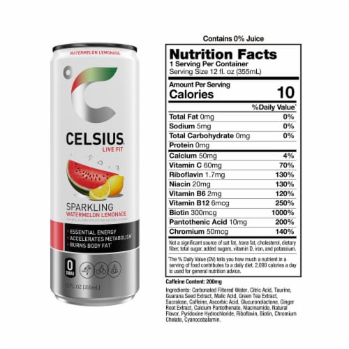 CELSIUS® Sparkling Watermelon Lemonade Energy Drink Can Perspective: right