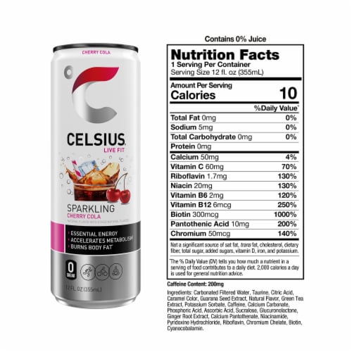 CELSIUS® Sparkling Cherry Cola Energy Drink Can Perspective: right