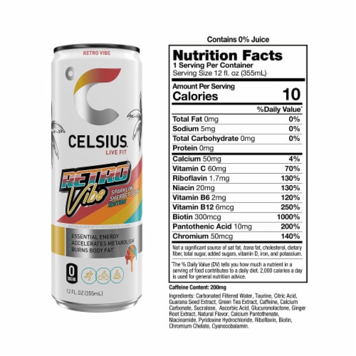 CELSIUS® Sparkling Retro Vibe Energy Drink Can Perspective: right