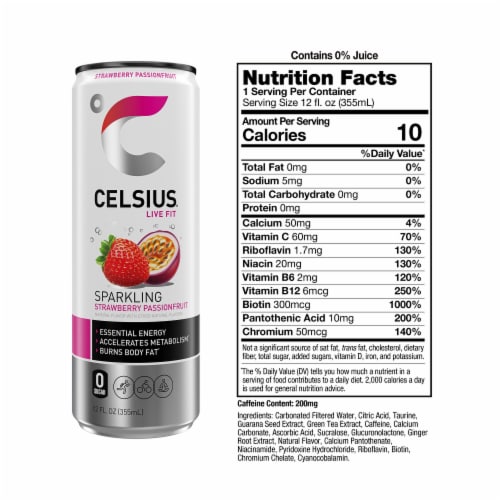 CELSIUS® Sparkling Strawberry Passionfruit Energy Drink Can Perspective: right