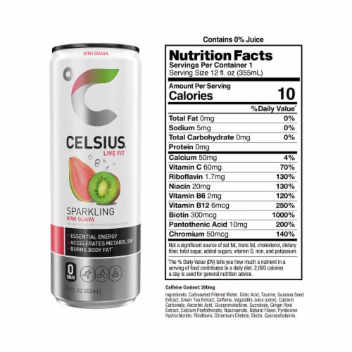 CELSIUS® Sparkling Kiwi Guava Energy Drink Can Perspective: right