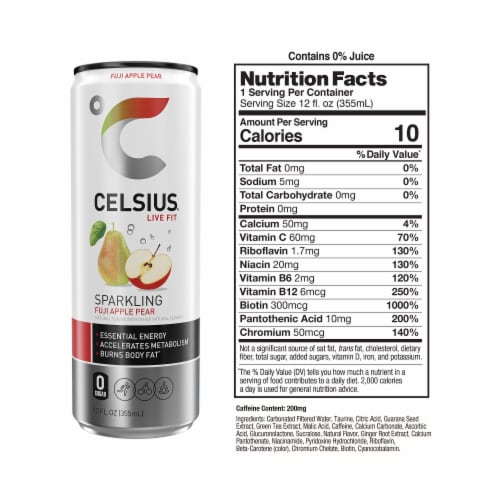 CELSIUS Sparkling Fuji Apple Pear Energy Drink Perspective: right