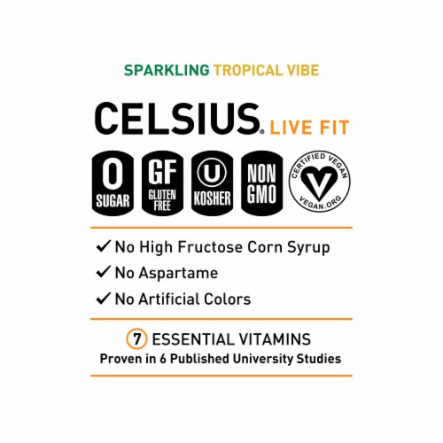 CELSIUS Sparkling Tropical Vibe Energy Drink Perspective: right