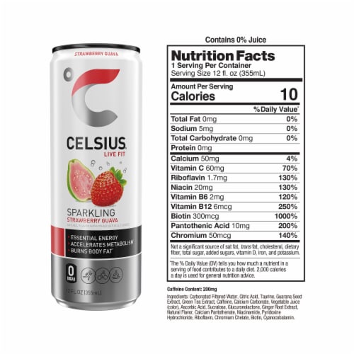 CELSIUS® Sparkling Strawberry Guava Energy Drink Can Perspective: right