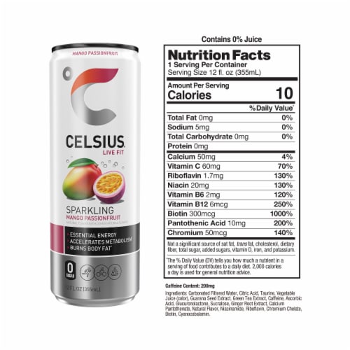 CELSIUS® Sparkling Mango Passionfruit Energy Drink Can Perspective: right