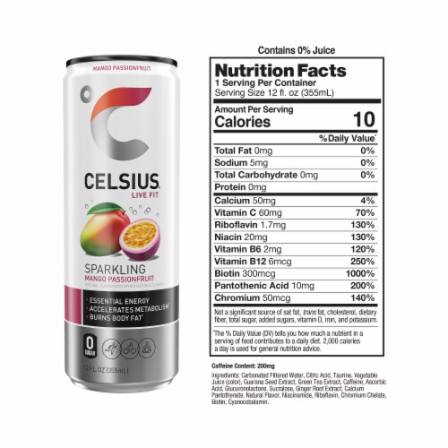 CELSIUS® Sparkling Mango Passionfruit Energy Drink Can Perspective: right