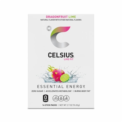 Celsius® Dragonfruit Lime Flavor Stick Packets Perspective: right