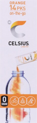 Celsius® Live Fit Orange Pre-Workout Formula Packets Perspective: right
