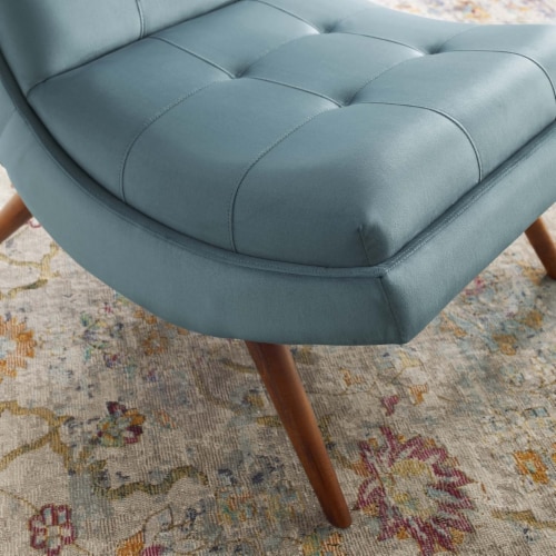 Ramp Upholstered Performance Velvet Lounge Chair and Ottoman Set Perspective: right