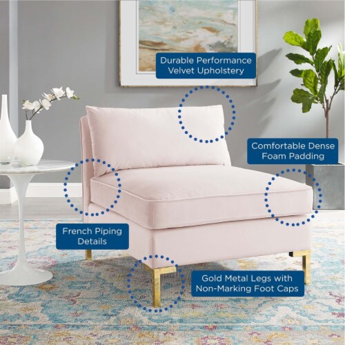 Modway Furniture EEI-3986-PNK Ardent Performance Velvet Armless Chair, Pink Perspective: right