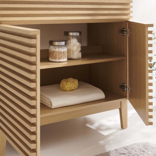 Render 36 Bathroom Vanity Cabinet, Oak Perspective: right