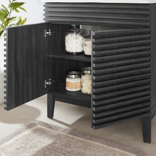 Render 30 Bathroom Vanity Cabinet, Charcoal Perspective: right